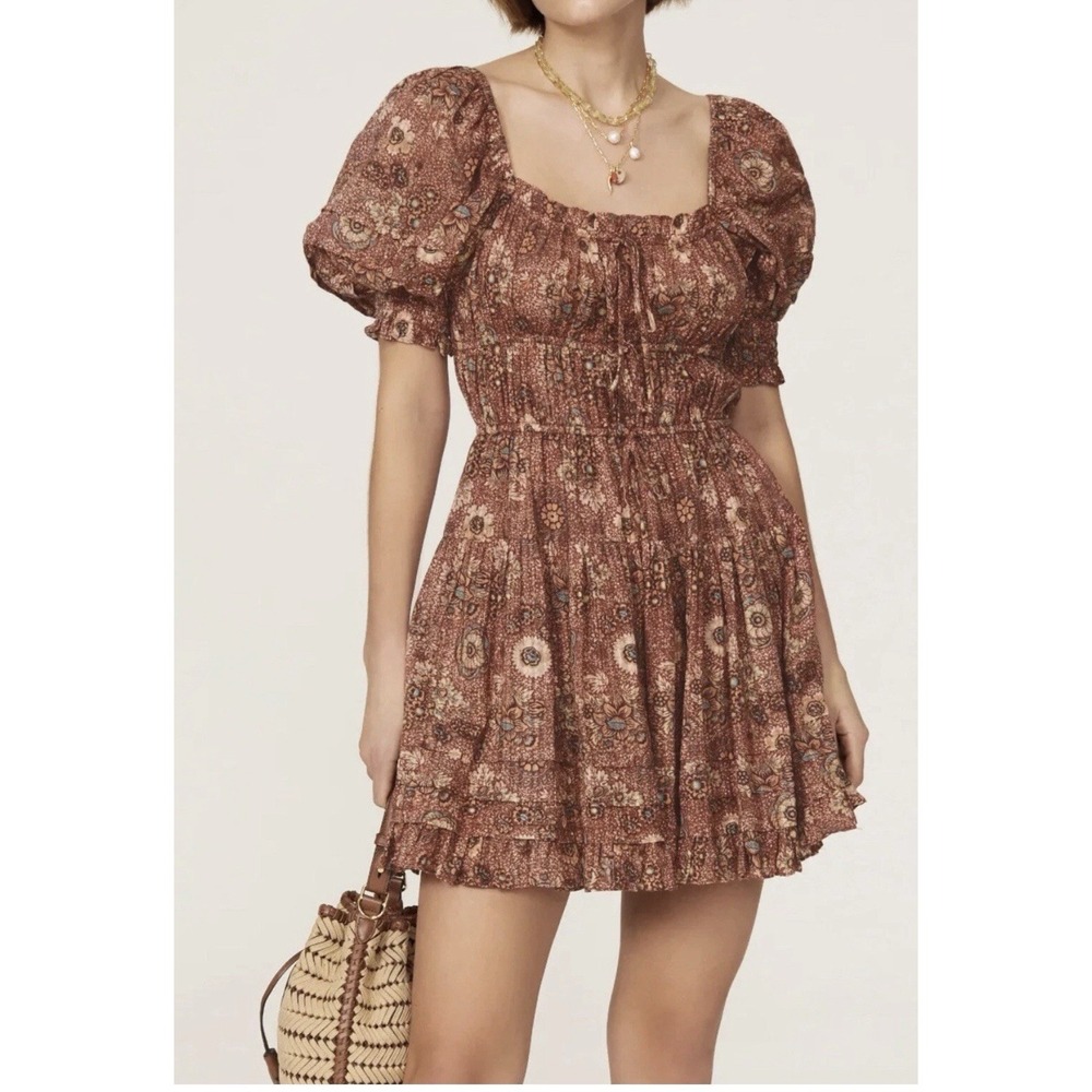 ULLA JOHNSON Juniper Puff Sleeve Mini Dress in‎ Rosebud Crimson Size 2 $375 MSRP